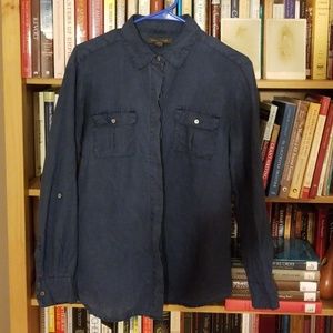Blue Tommy Bahama Linen Button-Down Shirt